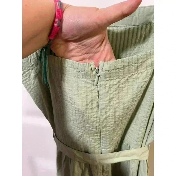TOPSHOP Womens‎ Tie Shoulder Strap Pintuck Midi Dress In Sage Green Size 12 - Picture 6 of 11